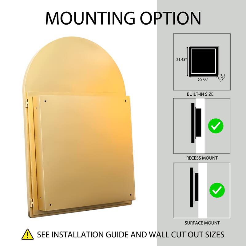 Wall Mount Metal Framed Medicine Cabinet with Storage