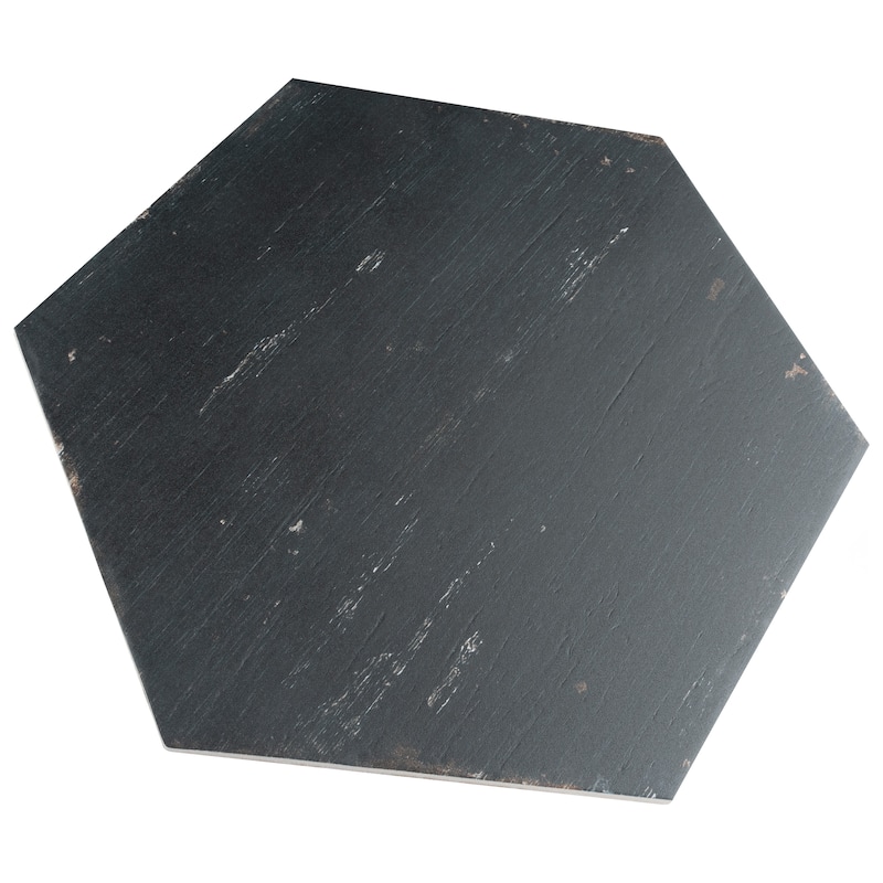 Merola Tile Retro Hex Nero 14-1/8" x 16-1/4" Porcelain Floor and Wall Tile