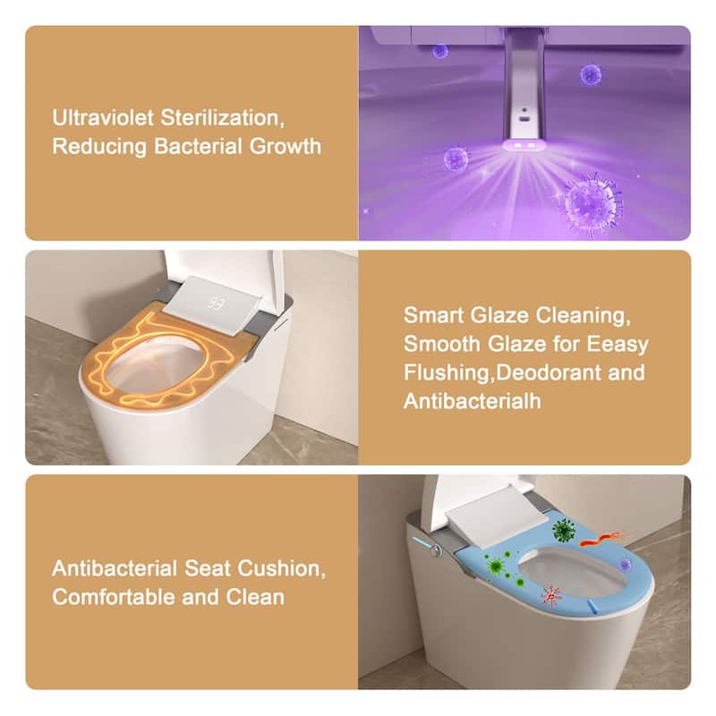 1-Piece 1.28 GPF Auto Single Flush Elongated Bidet Toilet Smart Toilet in White
