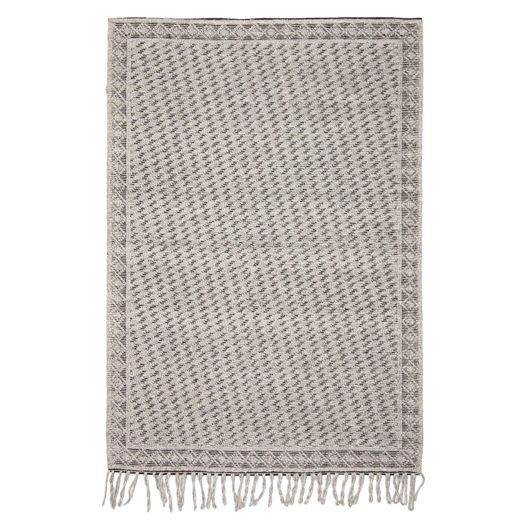 ECARPETGALLERY Braid weave Sienna Grey Wool Rug - 5'2 x 7'5