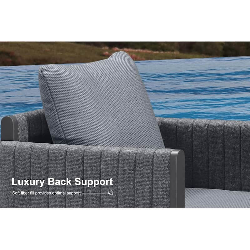 PURPLE LEAF Sanori Patio Dining Set Modern Large Weather-Resistant Table and Aluminum Chairs