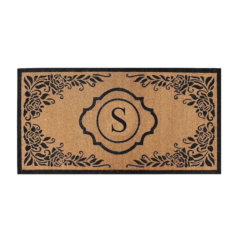 A1HC Hand Crafted Entry Flocked Coir Monogrammed Welcome Entrance Doormat 36"x72" - S
