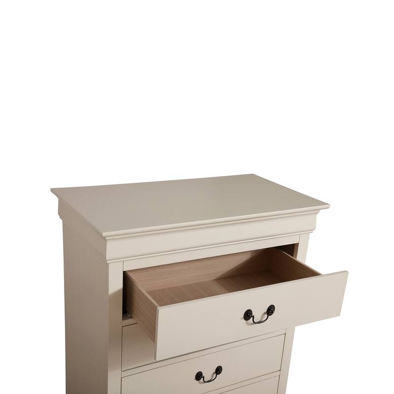 Wooden 5-Drawer Bedroom Chest - 48" - Beige