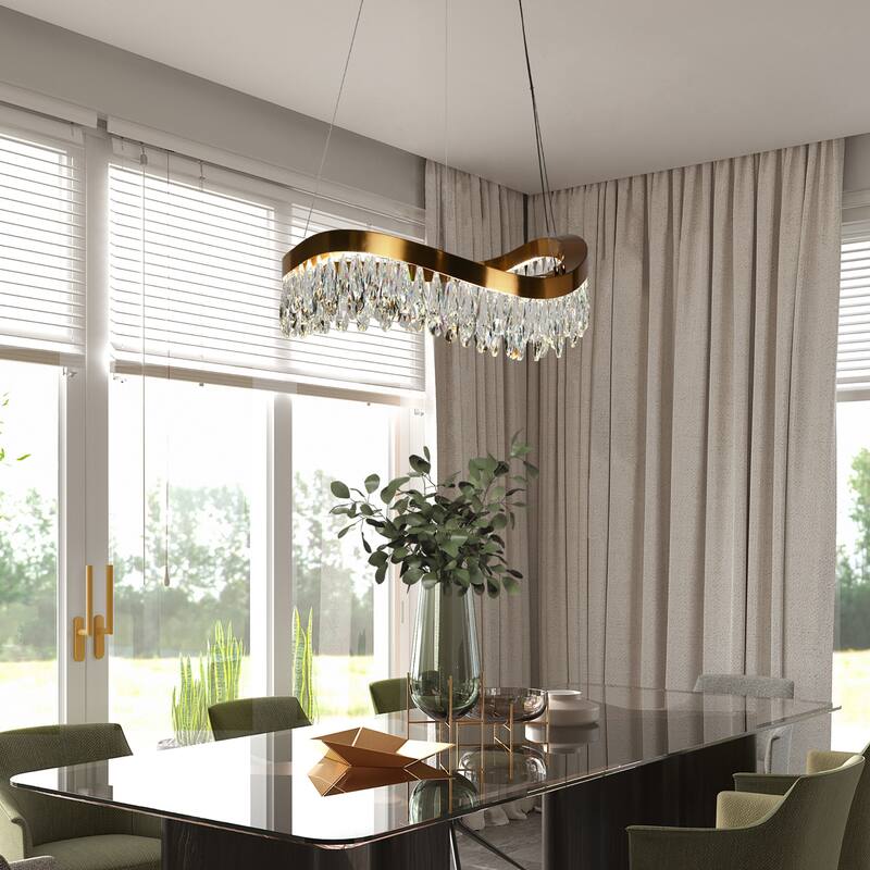 Modern Gold LED Crystal Drum Chandelier for Living Dining Room