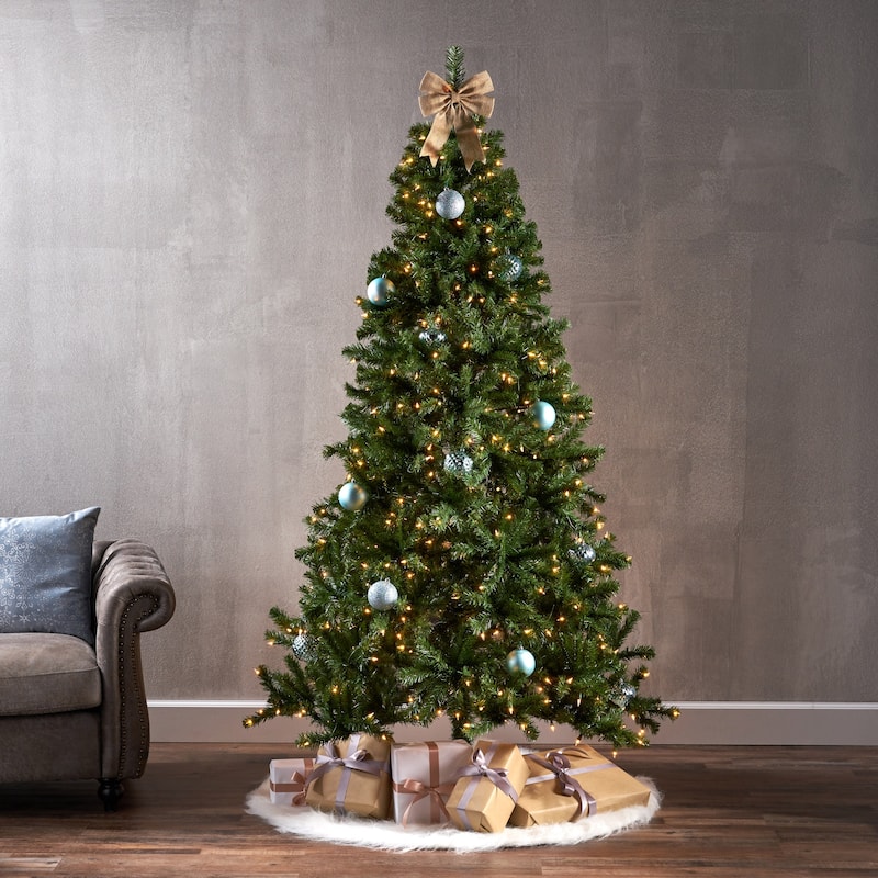 7' Noble Hinged Tree with 500 Clear Lights-UL,Dia:48",1110tips - Green