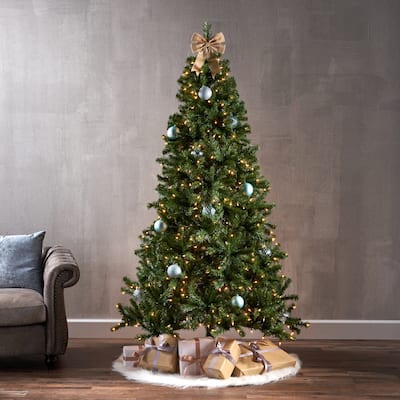 7ft Pre-Lit Artificial Christmas Tree, 500 Clear Lights, Hinged Branches, 1,110 Tips