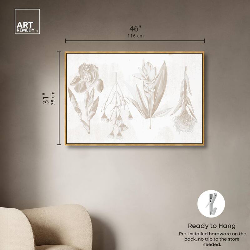 White Pressed Flora Canvas by Art Remedy