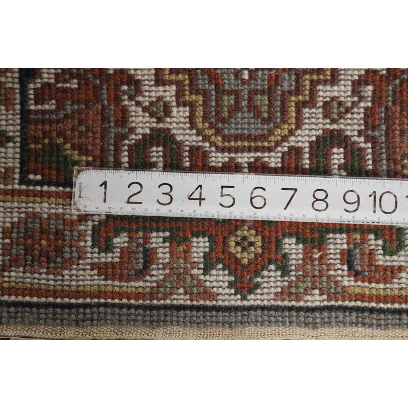 Geometric Grey Heriz Serapi Foyer Rug Hand-Knotted Wool Carpet - 2'0" x 3'0"