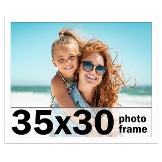 35x30 Frame White Solid Wood Picture Frame Includes UV Acrylic Shatter ...