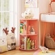 preview thumbnail 1 of 5, Kids Wooden Rotating Bookshelf Small Corner Organizer with Baffles