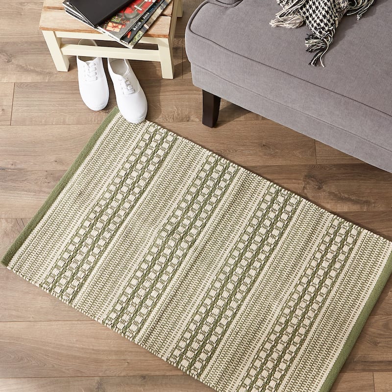 DII Stone Dobby Stripe Hand-Loomed Rug 2ft 6inx6 Ft - 36.0 In. L X 24.0 In. W X 0.2 In. H