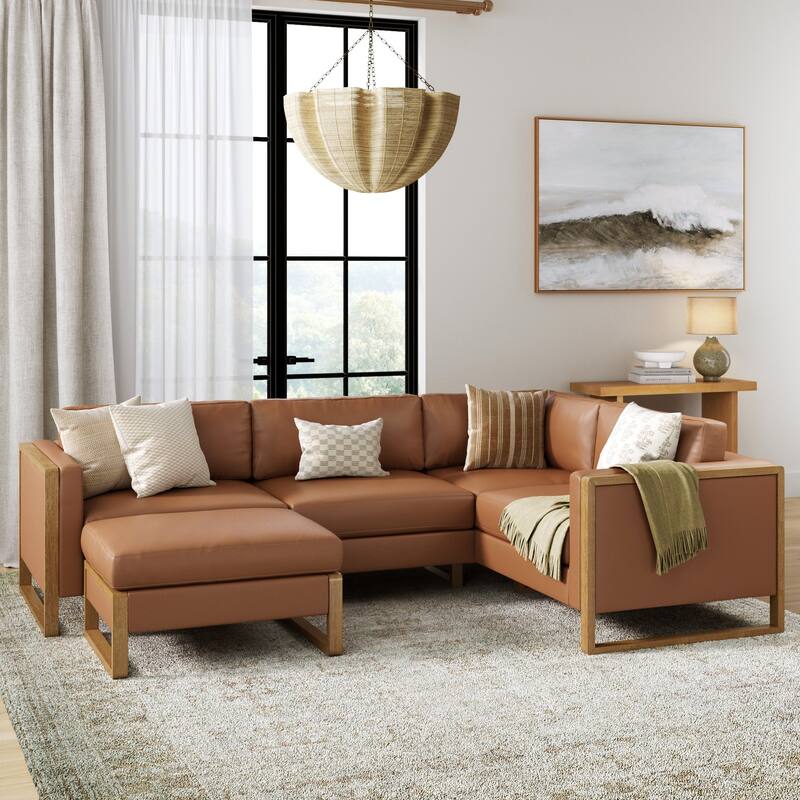 Madison Modern Upholstered Modular Sofa or Couch for Living Room with Solid Wood Legs
