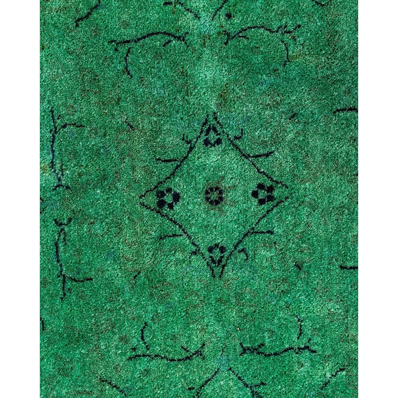 Fine Vibrance One-of-a-Kind Hand-Knotted Area Rug - Green, 8' 1" x 8' 1" - 8' 1" x 8' 1"