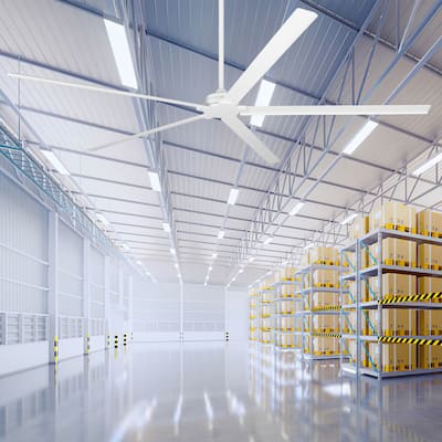 84" Modern White Aluminum 5-Blade Large Commercial Ceiling Fan without Light
