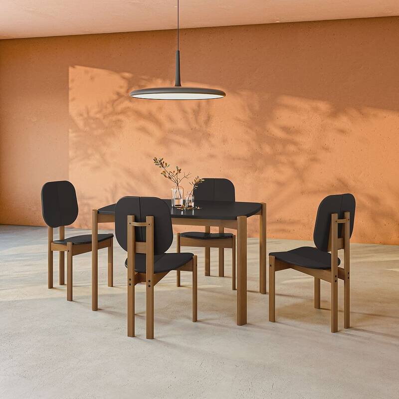 Manhattan Comfort Mid-Century Gales 47.24 Dining Table Set - Black