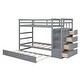 preview thumbnail 6 of 7, Wooden Twin over Twin Storage Bunk Bed with Trundle and Staircase, Grey