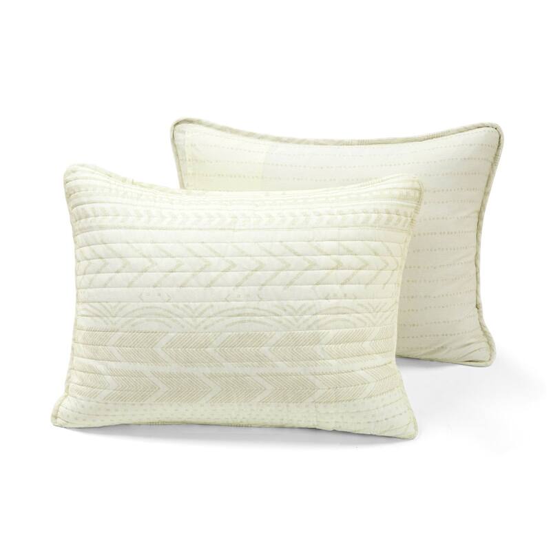 Scandinavian Chevron Ivory Reversible Cotton Quilt Set