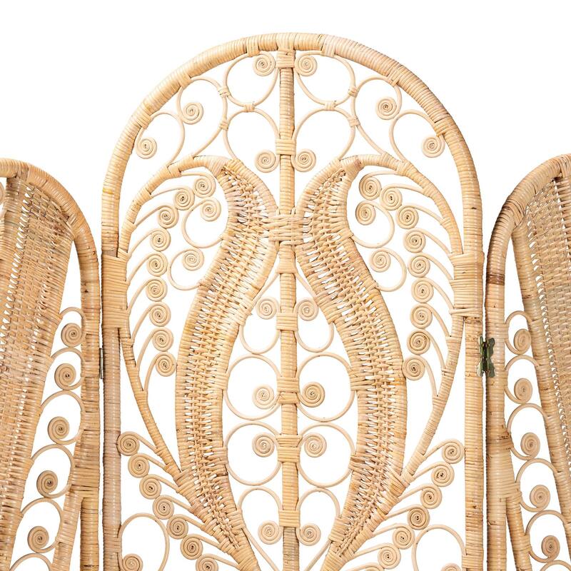 bali & pari Nadra Modern Bohemian Natural Brown Rattan Room Divider