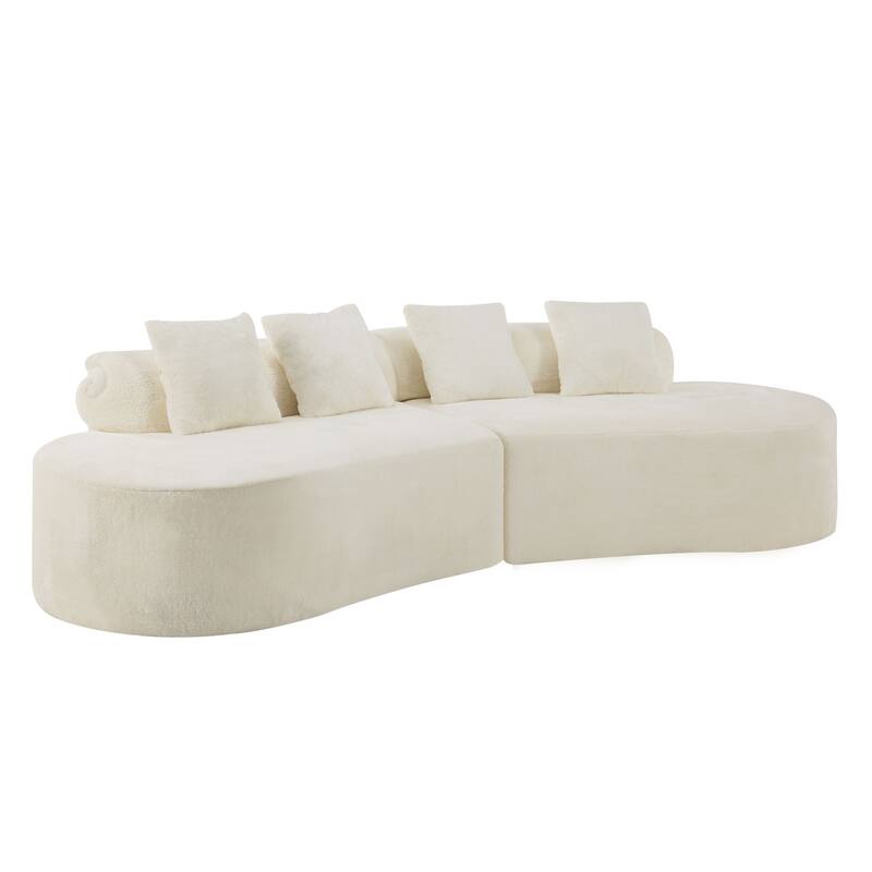 Modern and simple curved flannelette sofa