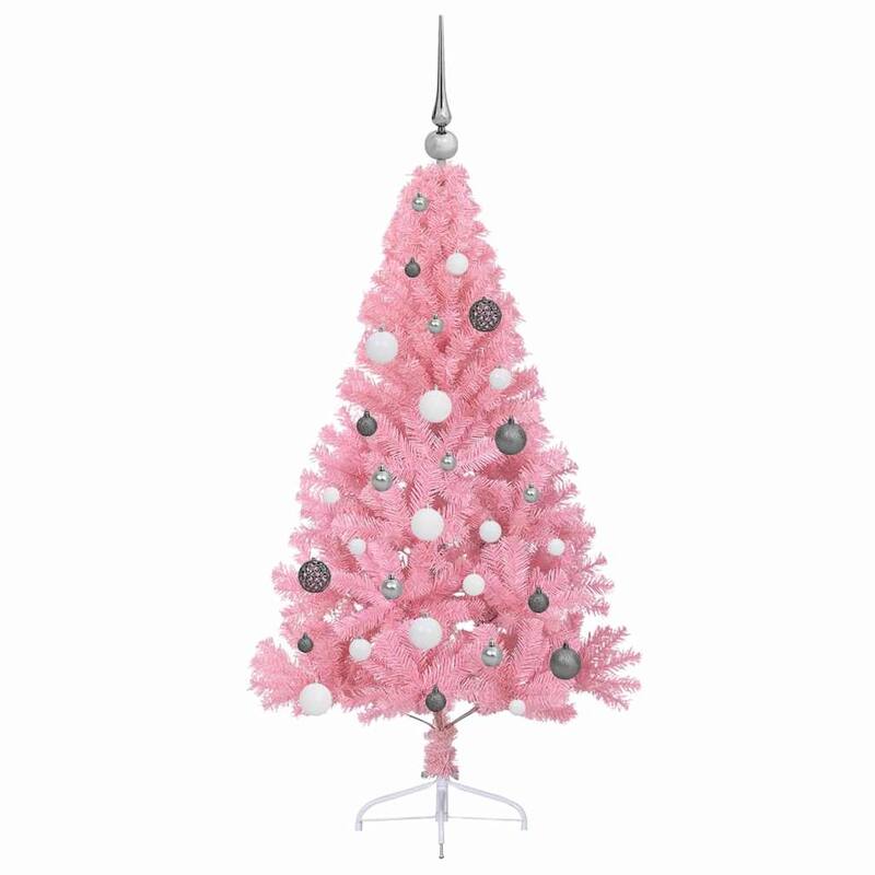 vidaXL Artificial Pre-lit Christmas Tree Pink in PVC - 59.06 in