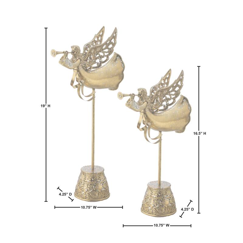 17-19" Resin Flying Angel With Horn Set of 2