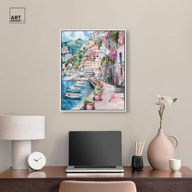 Lush Coastal Villa Entrance Canvas by Art Remedy