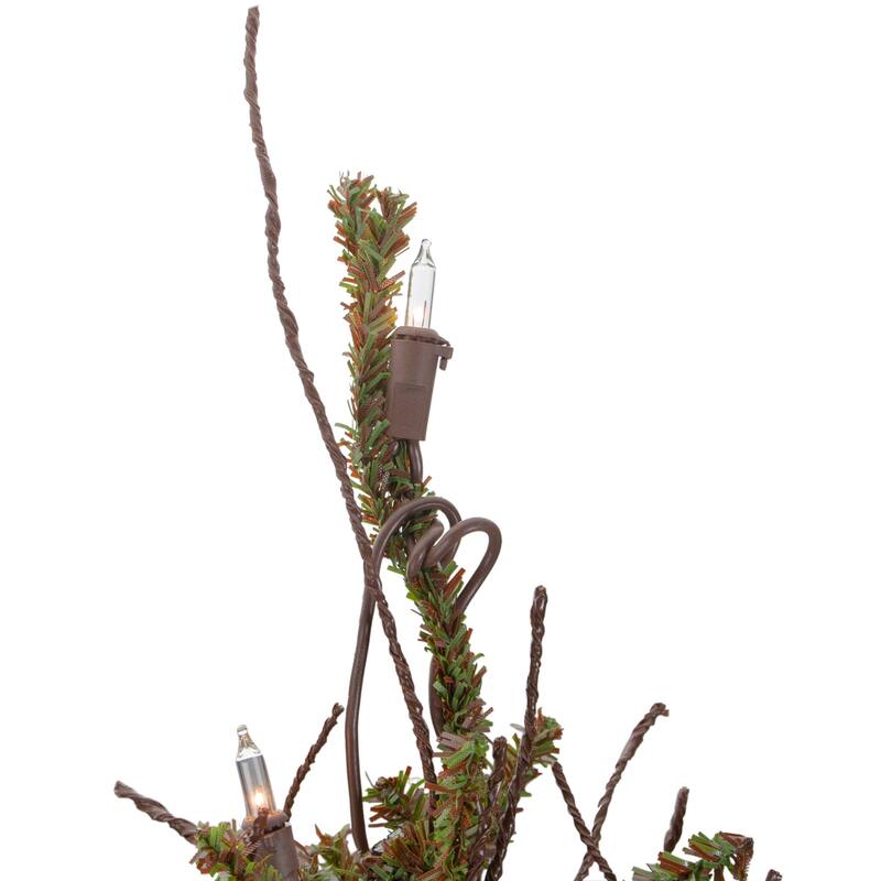 2.5' Warsaw Two-Tone Twig Artificial Christmas Tree - Clear Lights - 2.5 Foot