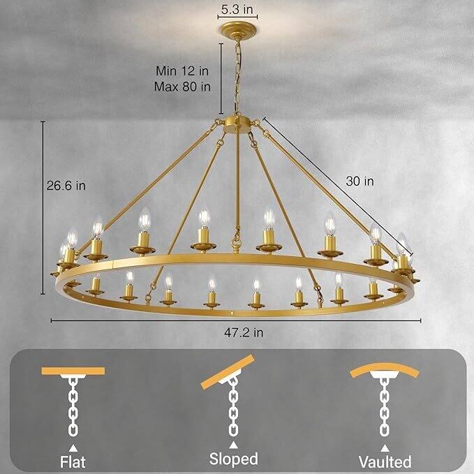 Luxury Wheel Chandelier, 16-54 Lights Single or Double Layer Round Pendant Light