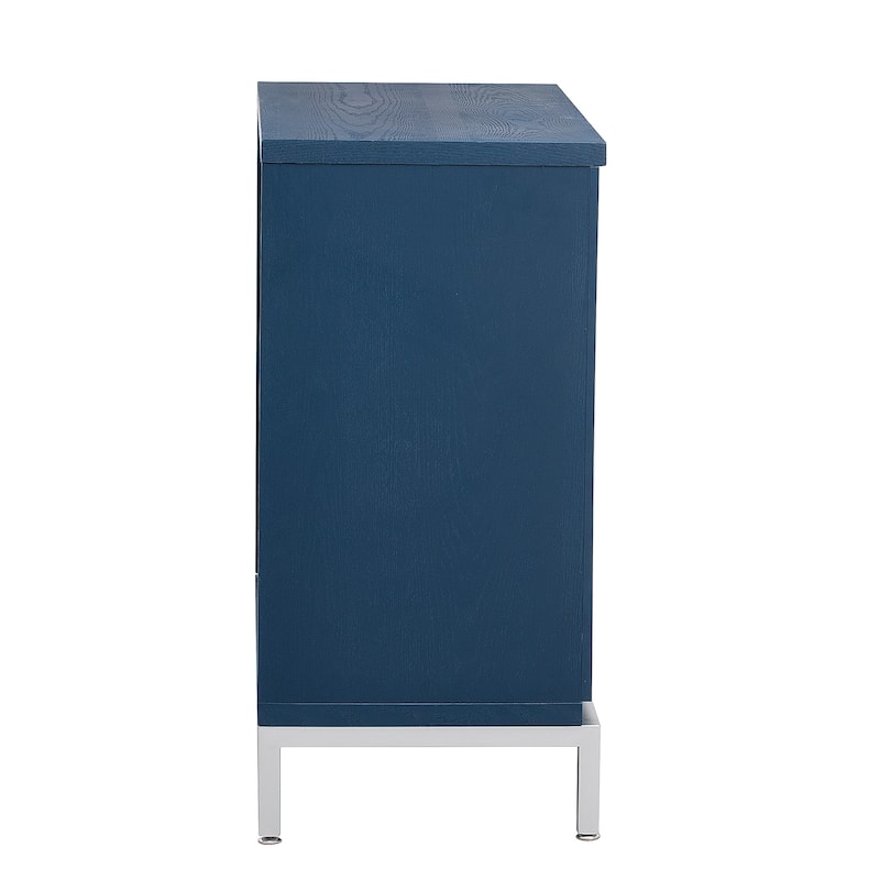 Minimalist Storage Cabinet with Solid Wood Veneer & Metal Legs for Dining Room & Entryway