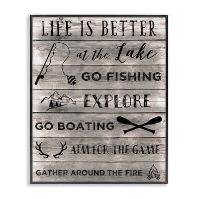 Stupell Lake Activities & Phrases Framed Giclee Art Design By CAD Designs