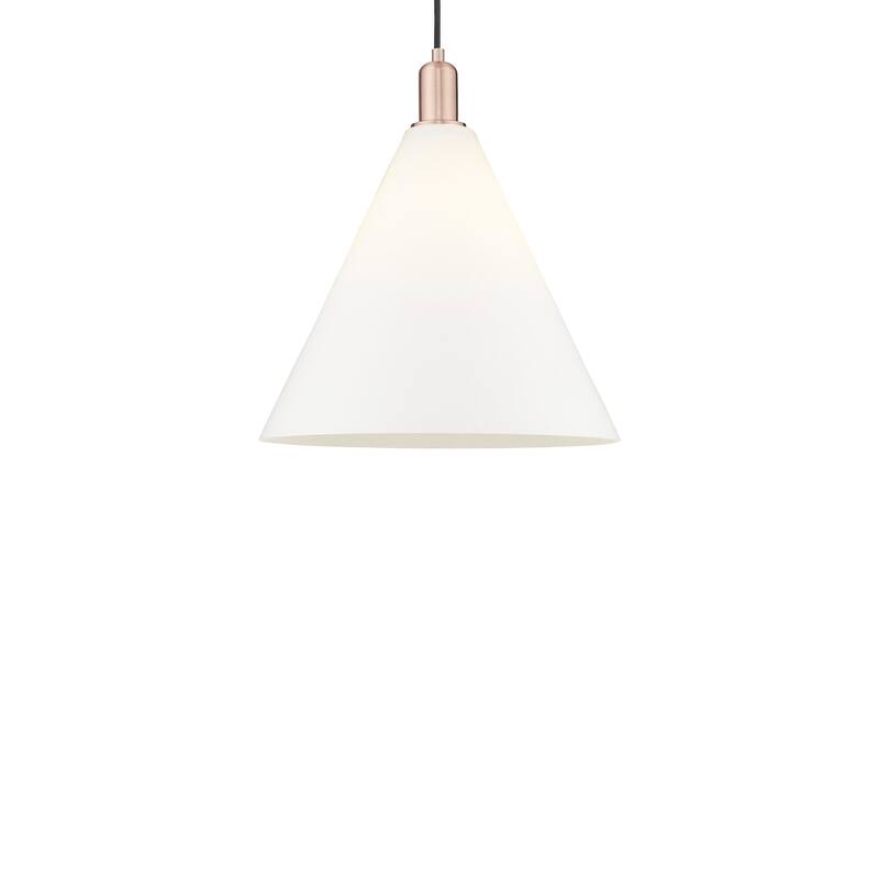 Innovations Lighting 716-1P-18-16 Berkshire Glass Pendant Berkshire - Antique Copper / Matte White