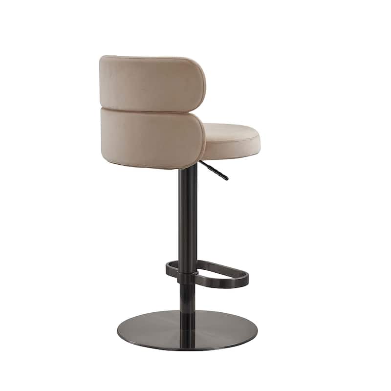 Modern Velvet Bar Stool with Height Adjustment and 360-Degree Swivel