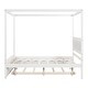 preview thumbnail 13 of 25, Wood Canopy Bed with Pull Out Trundle Bed, Full Size Canopy Platform Bed with Headboard and Footboard - No Box Spring Needed