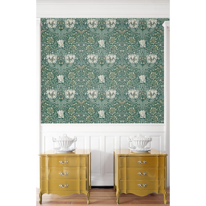 Seabrook Designs Ogee Flora Nonwoven Unpasted Wallpaper