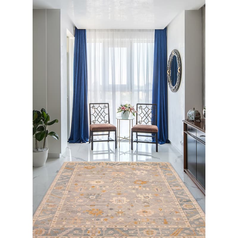 ECARPETGALLERY Hand-knotted Modern Oushak Grey Wool Rug - 10'2 x 13'11
