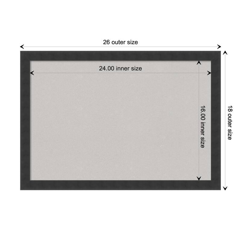 Mezzanotte Black Wood Framed Grey Corkboard Bulletin Board - Board Size 24x16