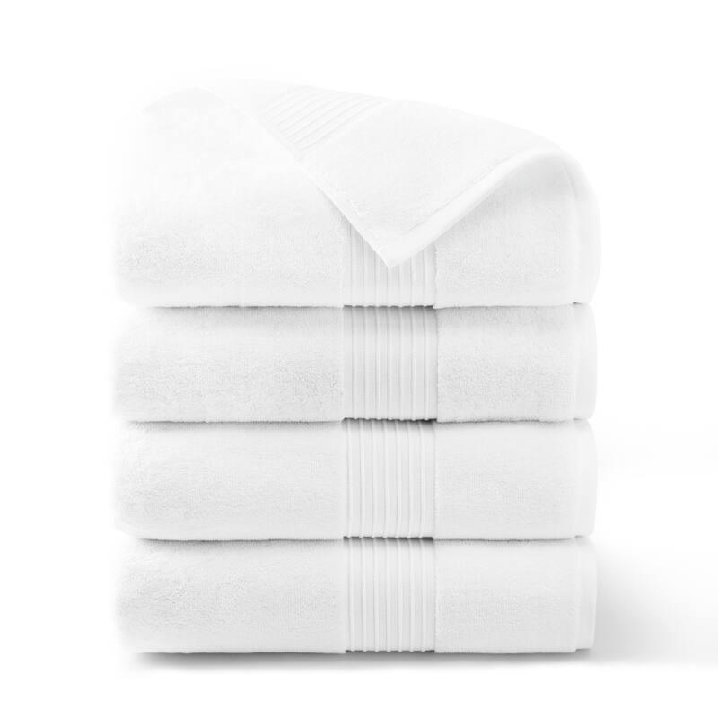 TOWN & COUNTRY EVERYDAY 4-Piece Solid Dobby Border Bath Towel Set - 30"x58"