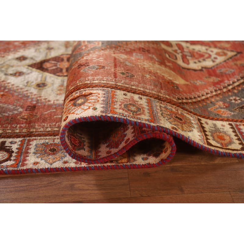 Orange Shiraz Persian Vintage Runner Rug Handmade Wool Carpet - 3'6"x 10'1"
