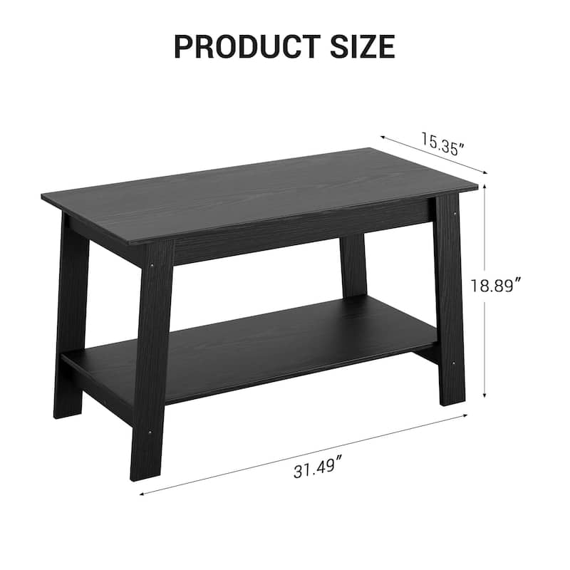 2-Tier Industrial Coffee Table with Storage Shelf