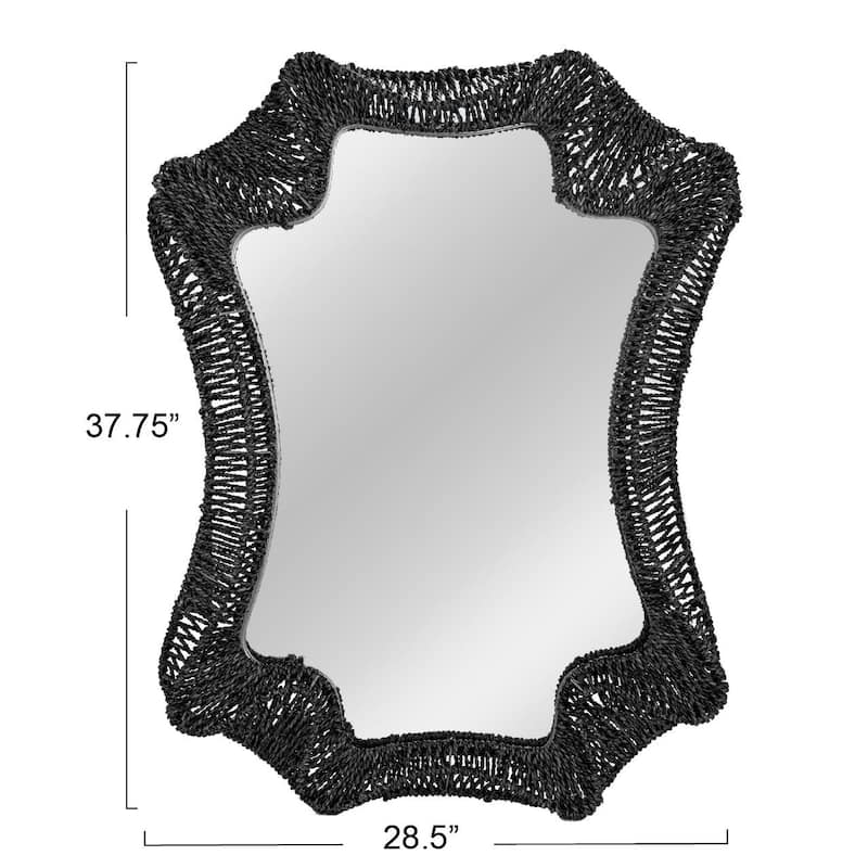 Decorative Handwoven Cattail Wall Mirror - 28.4"L x 2.0"W x 37.8"H