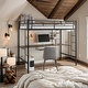 preview thumbnail 1 of 11, Artsy Twin Loft Bed with Desk and Shelf, Space Saving Design, Black Black