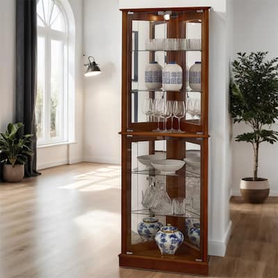 Lighted Display Cabinet with Adjustable Glass Shelves (No E26 Bulb)