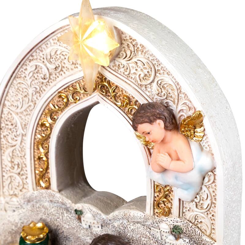 Lighted Star, Holy Family, Wise Men, Shepard and Angel Nativity Christmas Decoration - 10"