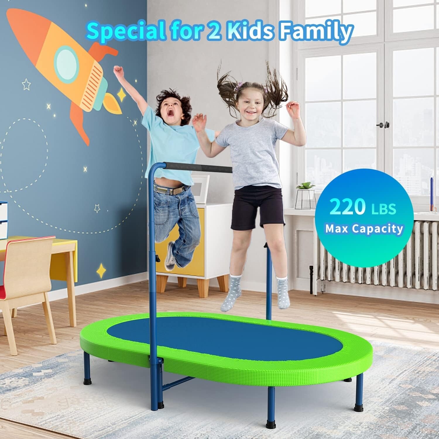 Kids trampoline with handle discount