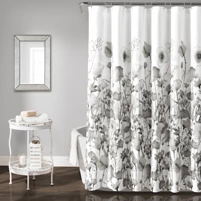 Lush Decor Zuri Flora Shower Curtain Light Gray