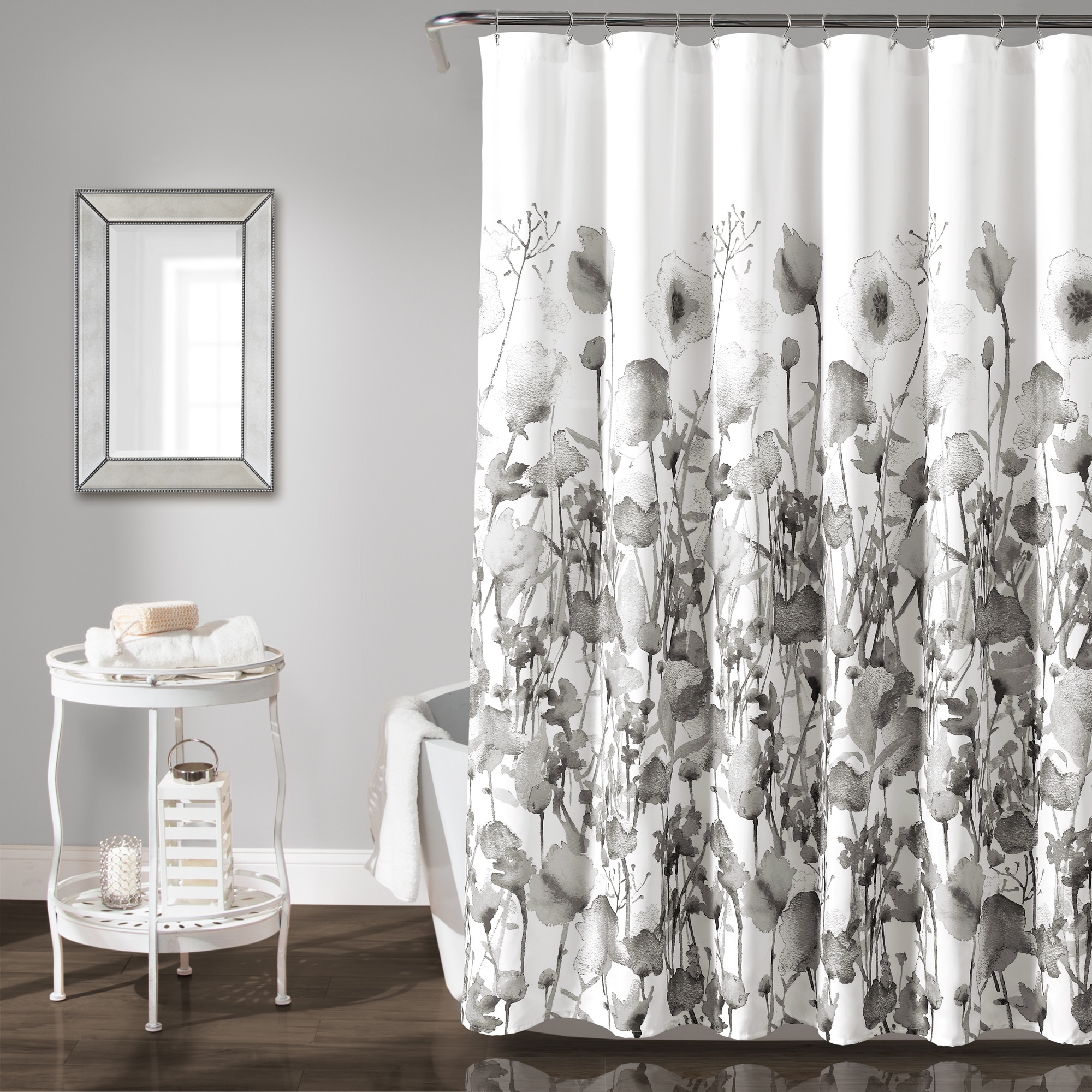 Lush Decor Zuri Flora Shower Curtain Light Gray