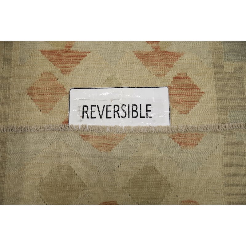 Hand Woven Oriental 100% Wool Carpet Southwestern Tribal Beige & Ivories Kilim Area Rug - 4' 11'' X 3' 3''