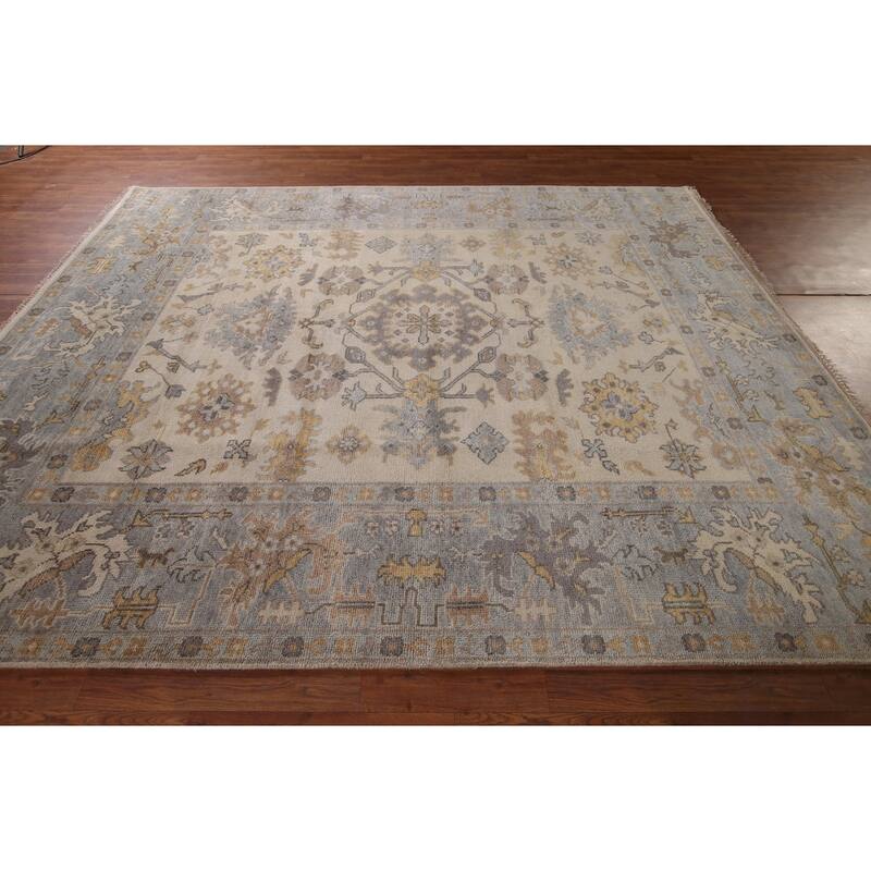 Oushak Indian Area Rug Hand-Knotted Wool Carpet - 8'2"x 9'10"