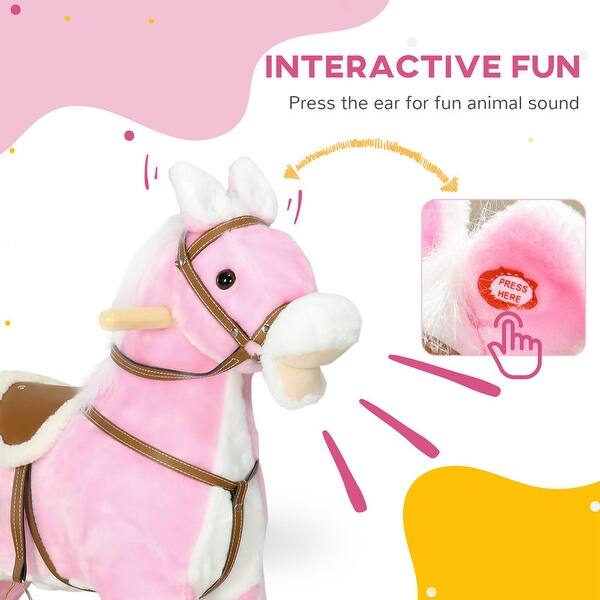 slide 2 of 5, D&N Rocking Horse with Sound, Ride on Horse with Saddle, Toddler Rocker, Gift for 3-8 Year Old, Pink Pink