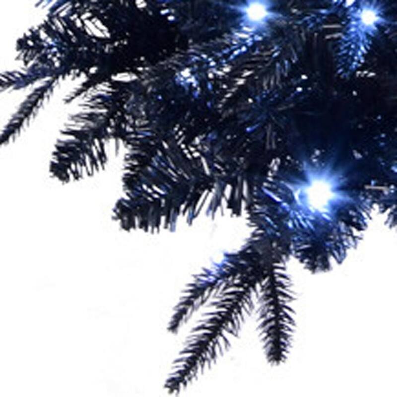 HomeRoots 7' Black Pre Lit Full Fir Christmas Tree - 54.00 in. x 84.00 in. x 54.00 in.